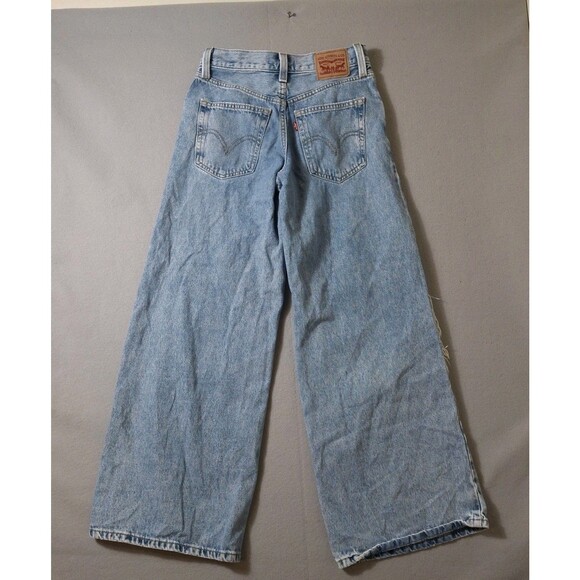 Levis 94 Baggy Wide-Leg Jeans Womens 25 27x29 Blue Denim Cotton Distressed - Picture 13 of 15